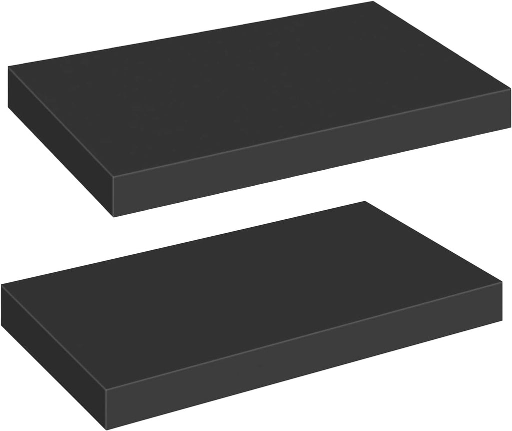 HOOBRO Floating Shelves for Wall, Wall Mounted Shelf Set of 2, 23.6" Hanging Shelf with Invisible Brackets, for Wall in Bathroom, Bedroom, Toilet, Kitchen, Living Room, Office, Rustic Brown BF60BJ01