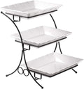 YHOSSEUN Large Tiered Tray Stand, 3 Tier Serving Tray Porcelain Baking Set with Serving Stand 3 Tier Buffet Server for Fruit, Dessert, Food Display Stand for Party, Thanksgiving