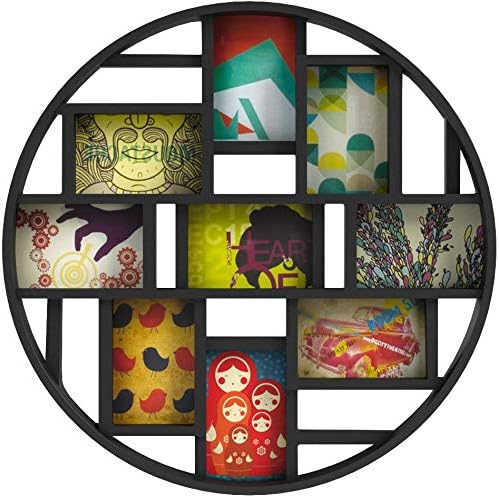 Umbra Luna 9-Opening 4x6 Collage Wall Frame - DIY Gallery Style Multi Picture Photo Collage Frame, Displays nine 4 by 6 inch Photos, Illustrations, Art, Graphic Text & More, Black