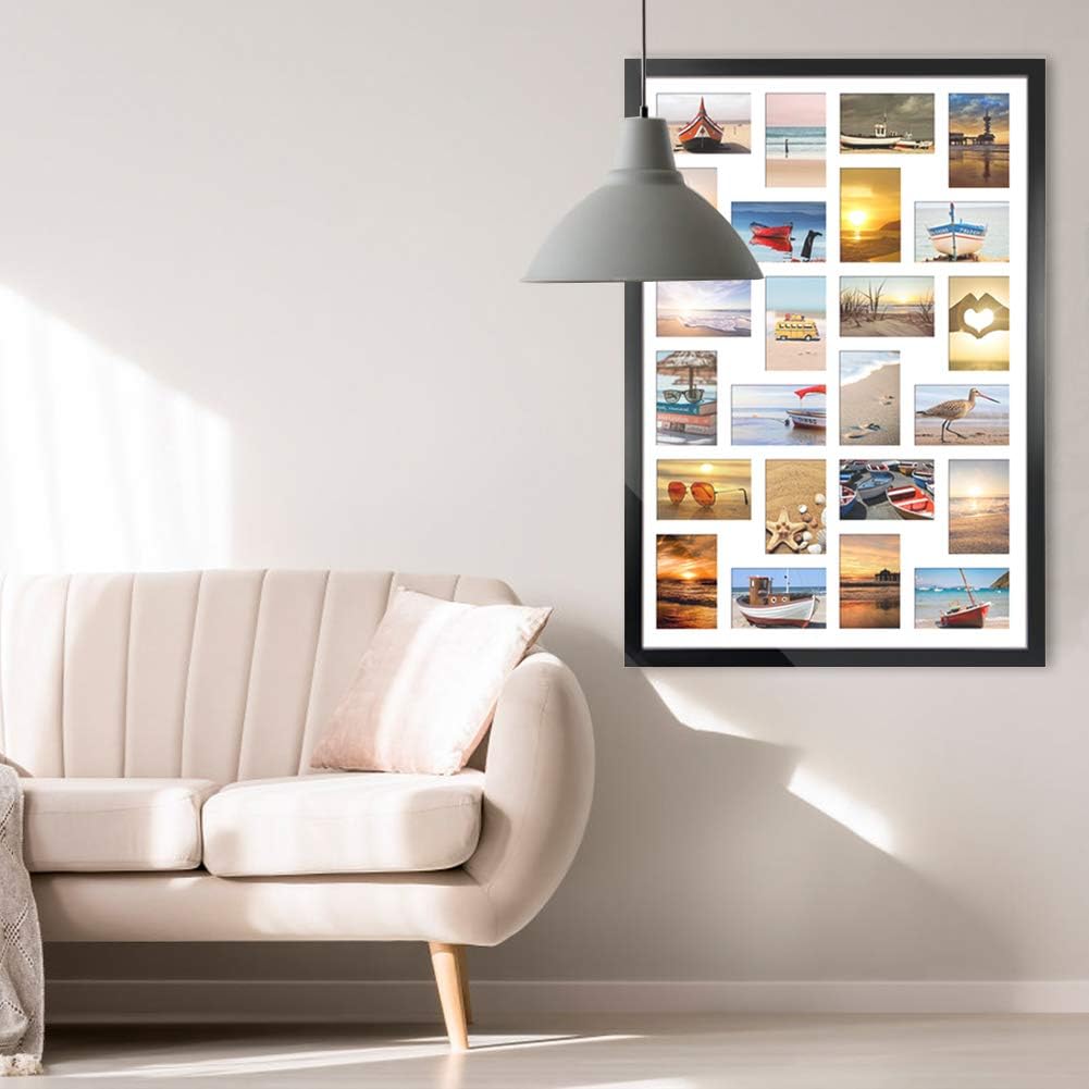 HORLIMER 2 Pack 4x6 Picture Frames Collage with 24 Openings, Multi Photo Frame for Wall Hanging, Black