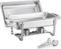 VEVOR Chafing Dish Buffet Set, 8 Qt 4 Pack, Stainless Chafer with 4 Full Size Pans, Rectangle Catering Warmer Server with Lid Water Pan Folding Stand Fuel Tray Holder Spoon Clip