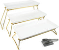 Extra Large 3 Tier Serving Tray Set, 24x22x9.7 inch Cupcake Fruit Cookie Dessert Table Display Stands Melamine Tiered Platters Food Trays for Party Buffet Entertaining, White