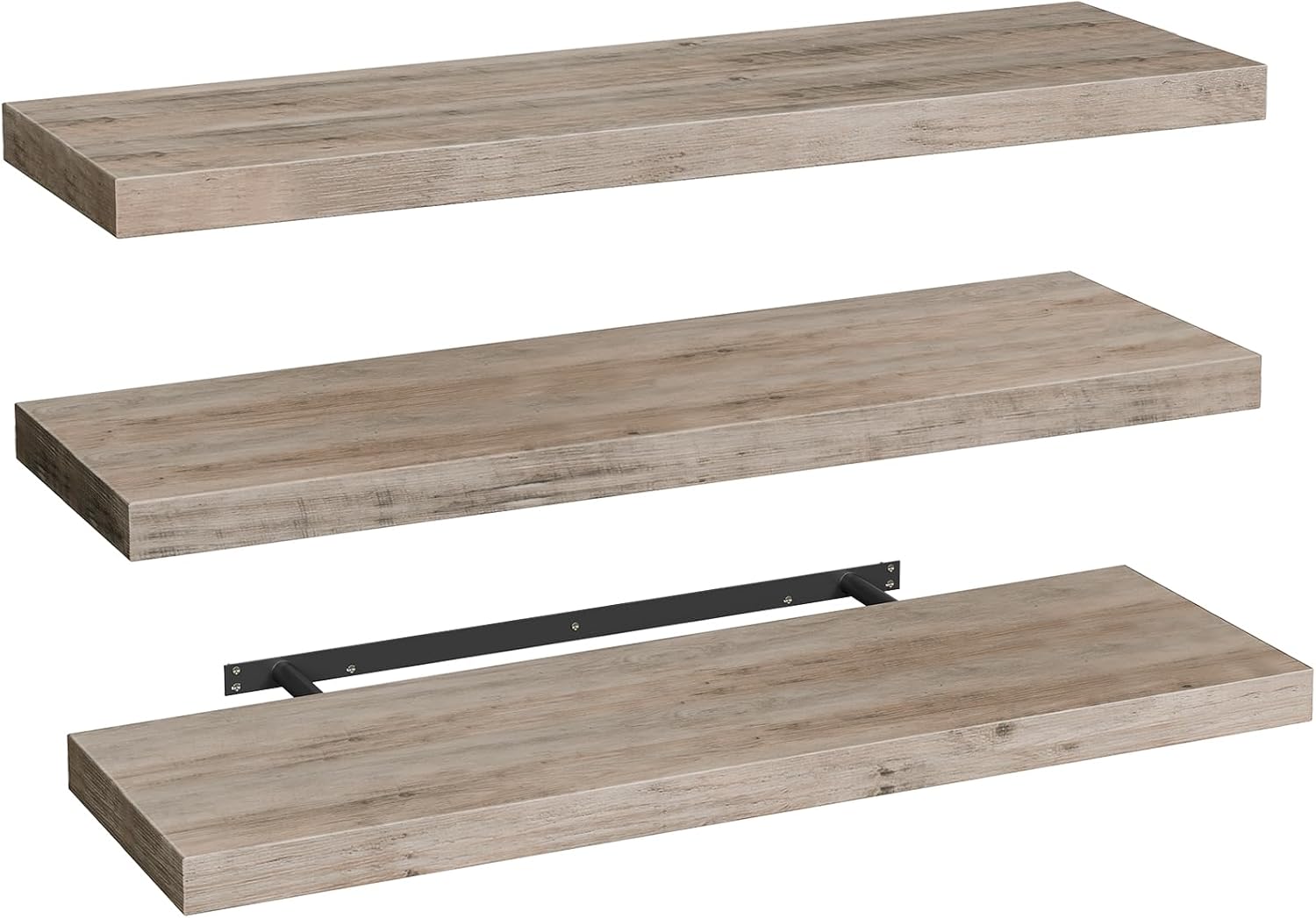 Floating Shelves for Wall, 1.5" Thick Wall Shelf Set of 3 with Invisible Brackets, L31.5 x W7.9 Hanging Shelves Farmhouse Home Decor for Bathroom, Living Room, Bedroom, Rustic Brown 8301BJP3BF