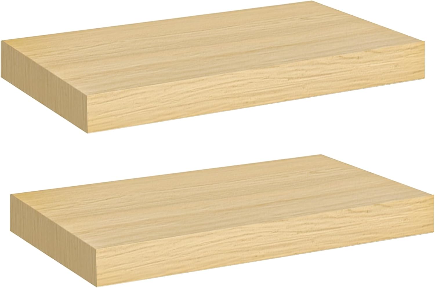 HOOBRO Floating Shelves for Wall, Wall Mounted Shelf Set of 2, 23.6" Hanging Shelf with Invisible Brackets, for Wall in Bathroom, Bedroom, Toilet, Kitchen, Living Room, Office, Rustic Brown BF60BJ01