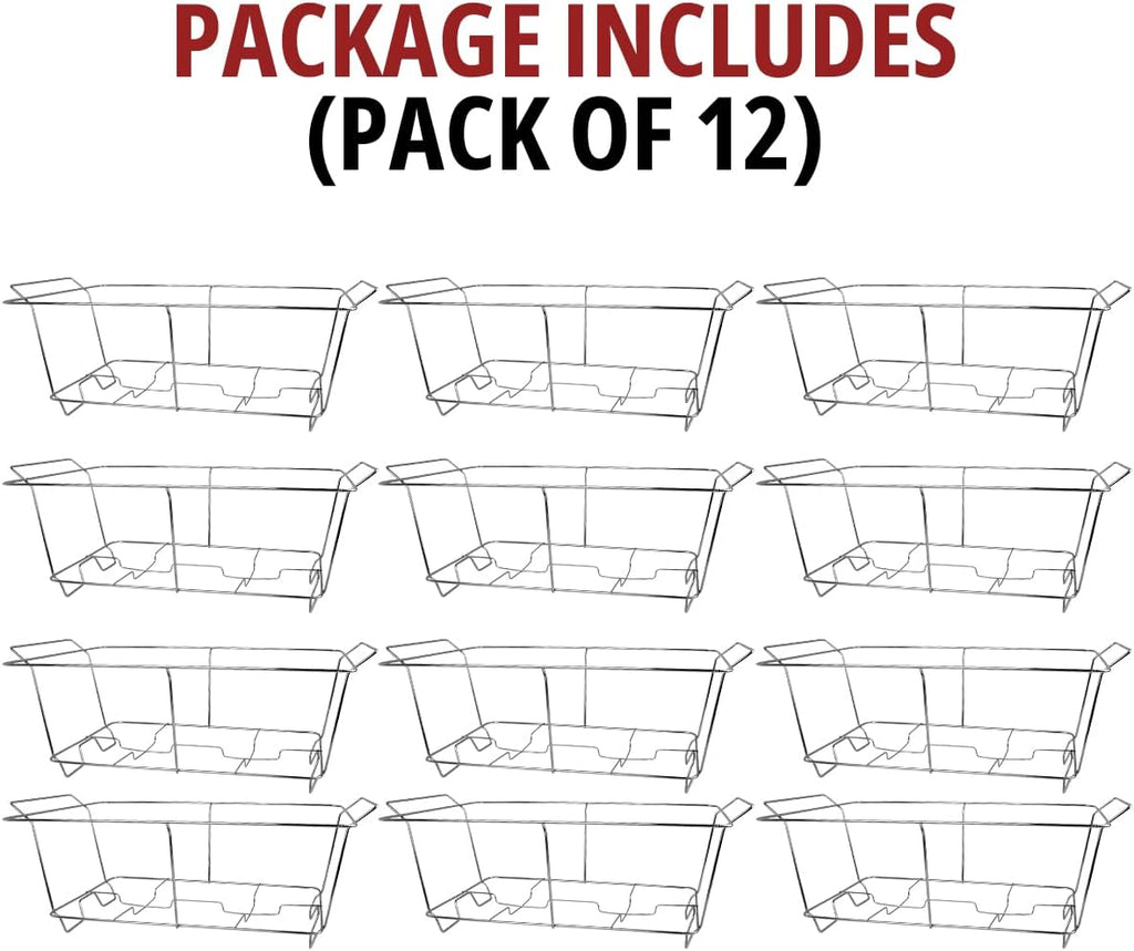 COMFICOVE 12 Pack Chafing Wire Rack Buffet Stand Chrome Frame for Events, Parties, Wedding, & Birthday Party Catering, Full Size Chafing Stand for Dish Serving Trays, Food Warmer Catering Supplies