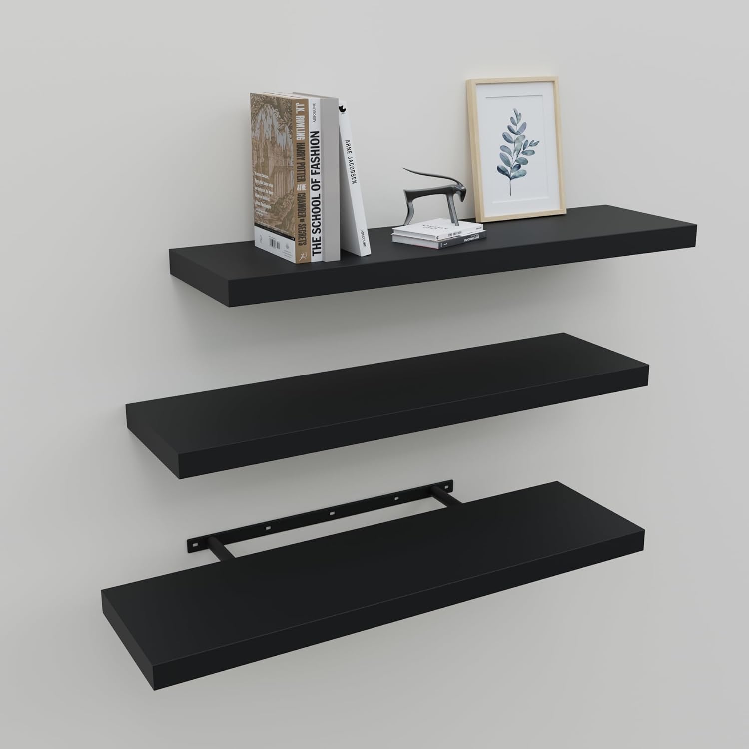 Floating Shelves for Wall Set of 3, 24" White Wall Shelves for Home Decor, Frame Display White Floating Shelf for Living Room, Bedroom, Bathroom, Kitchen