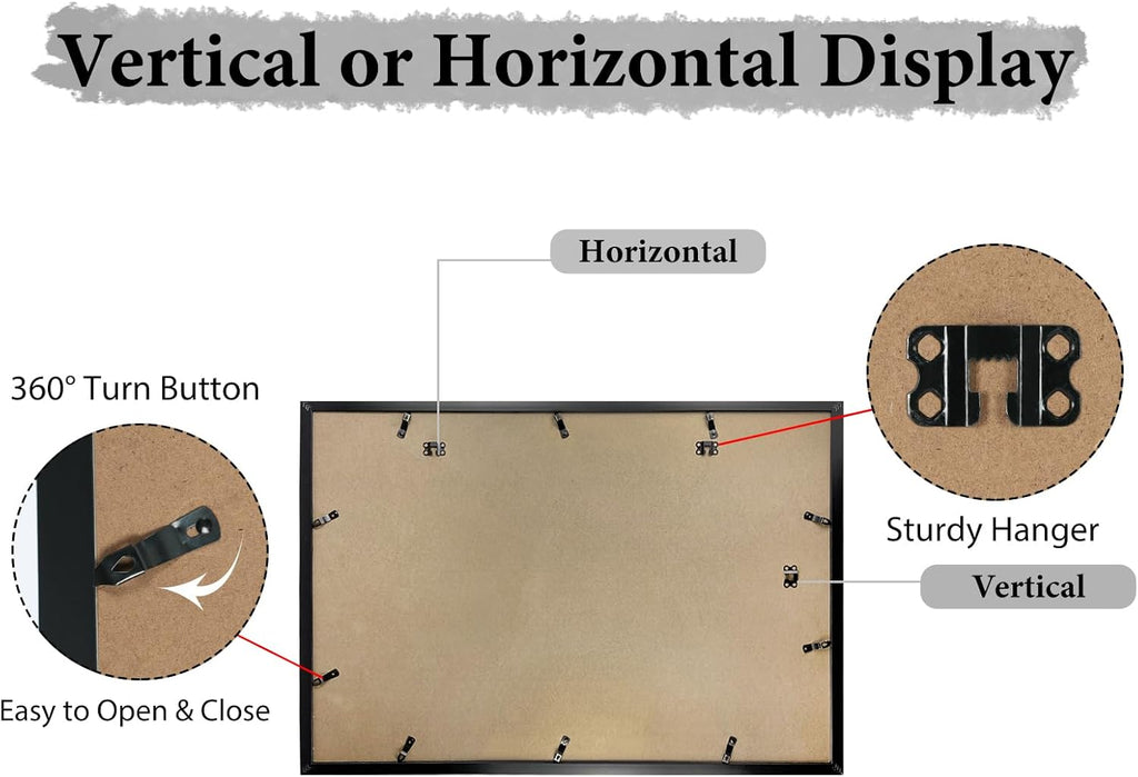 HORLIMER 2 Pack 4x6 Picture Frames Collage with 24 Openings, Multi Photo Frame for Wall Hanging, Black