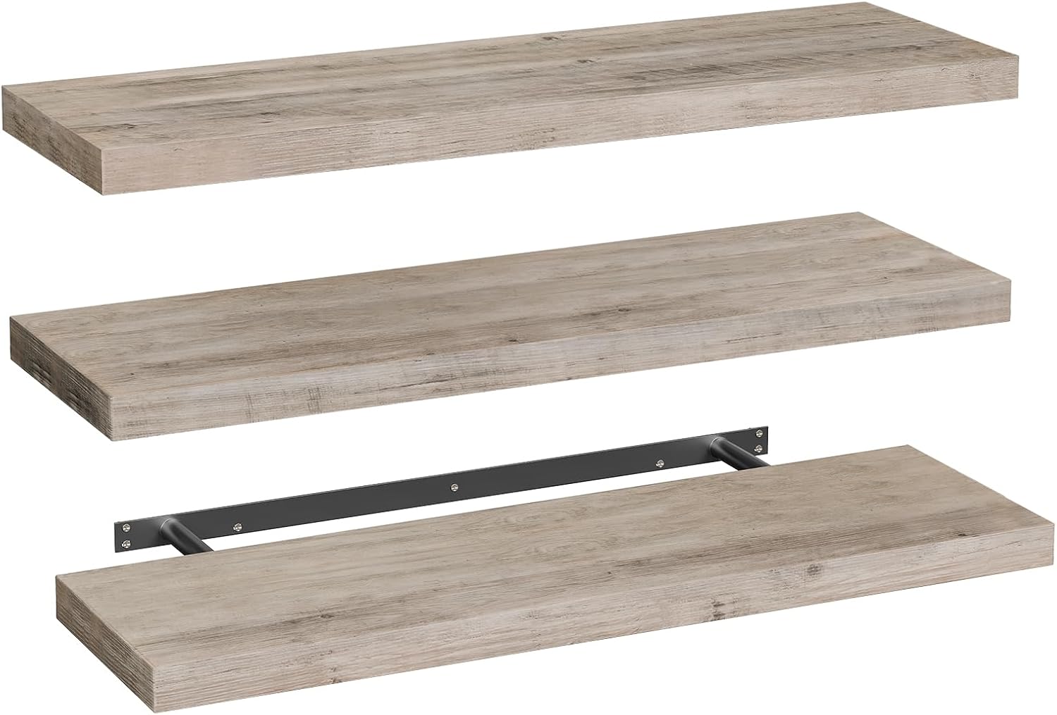 Floating Shelves for Wall, 1.5" Thick Wall Shelf Set of 3 with Invisible Brackets, L31.5 x W7.9 Hanging Shelves Farmhouse Home Decor for Bathroom, Living Room, Bedroom, Rustic Brown 8301BJP3BF