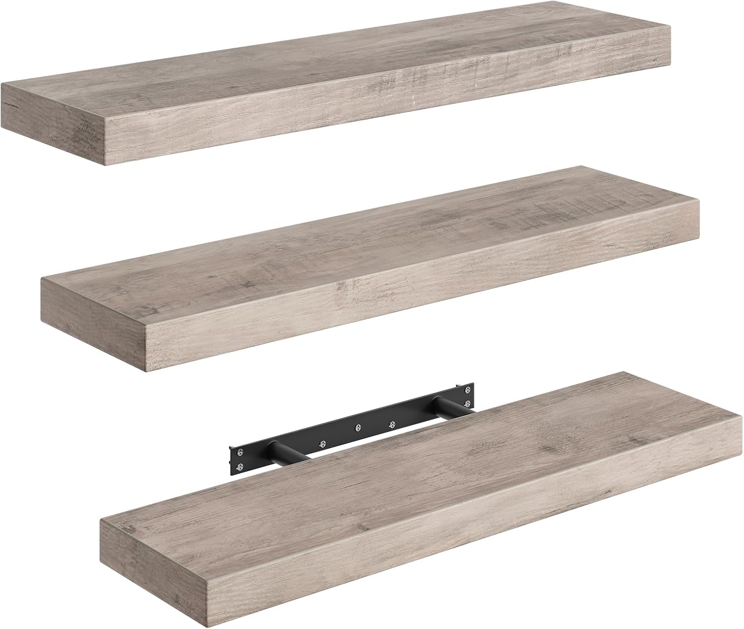 Floating Shelves for Wall, 1.5" Thick Wall Shelf Set of 3 with Invisible Brackets, L31.5 x W7.9 Hanging Shelves Farmhouse Home Decor for Bathroom, Living Room, Bedroom, Rustic Brown 8301BJP3BF