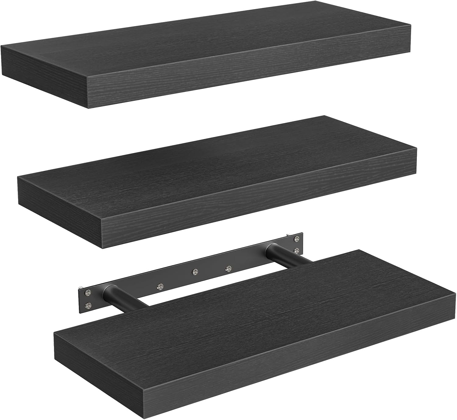 Floating Shelves for Wall, 1.5" Thick Wall Shelf Set of 3 with Invisible Brackets, L31.5 x W7.9 Hanging Shelves Farmhouse Home Decor for Bathroom, Living Room, Bedroom, Rustic Brown 8301BJP3BF