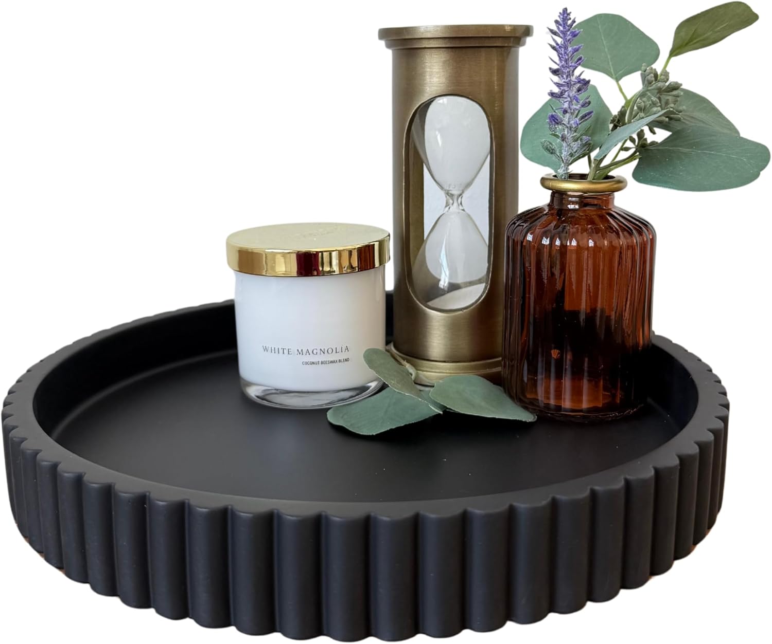 OAKOA Round Decorative Tray for Coffee Table Decor - Concrete Round Tray Home Decor - Bandejas Decorativas - Circle Coffee Table Centerpiece