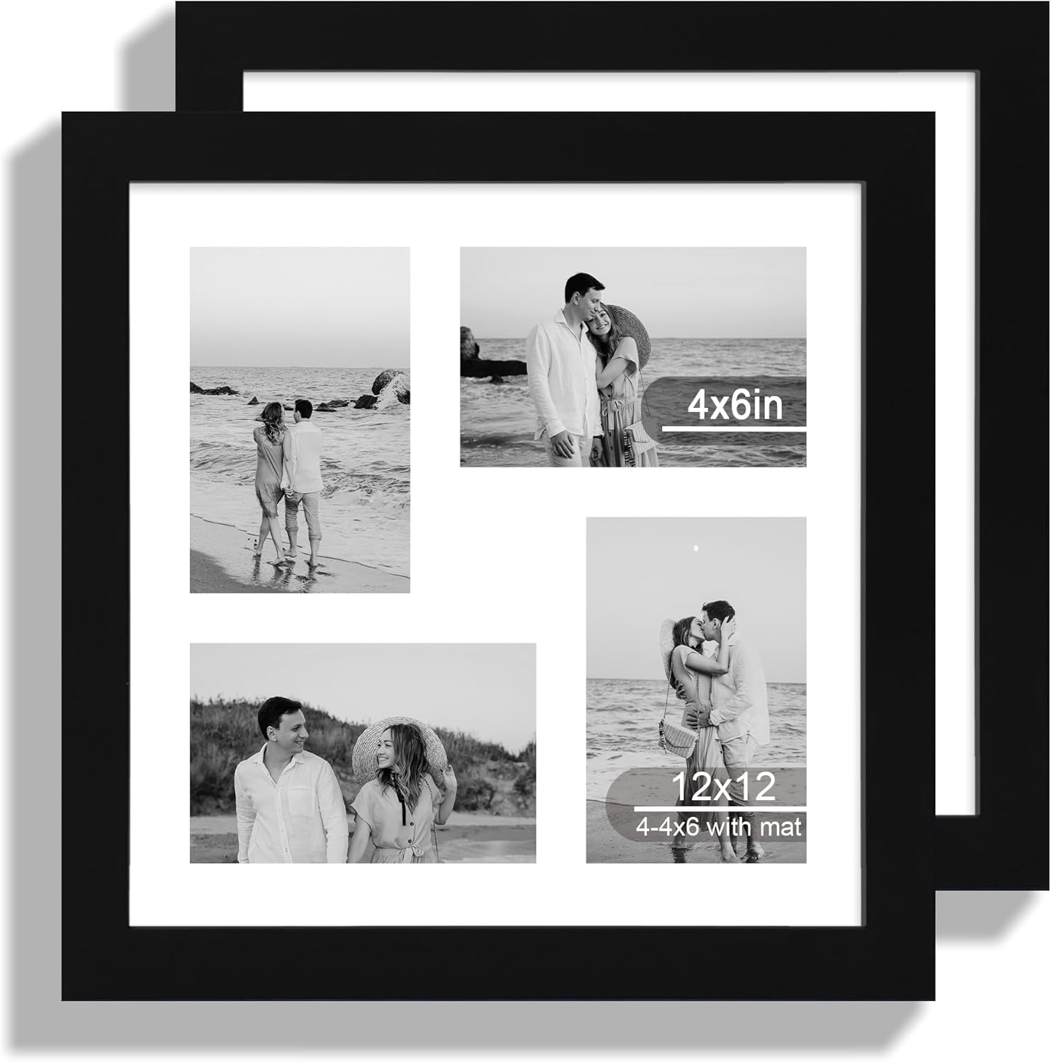 12x22 Picture Frame Set of 2, Rustic Brown with Glass Collage Frame, Display Eight Opening 4x6 Photos With Mat or 12 x 22 Newspaper Without Mat - Horizontal or Vertical Wall Mounting