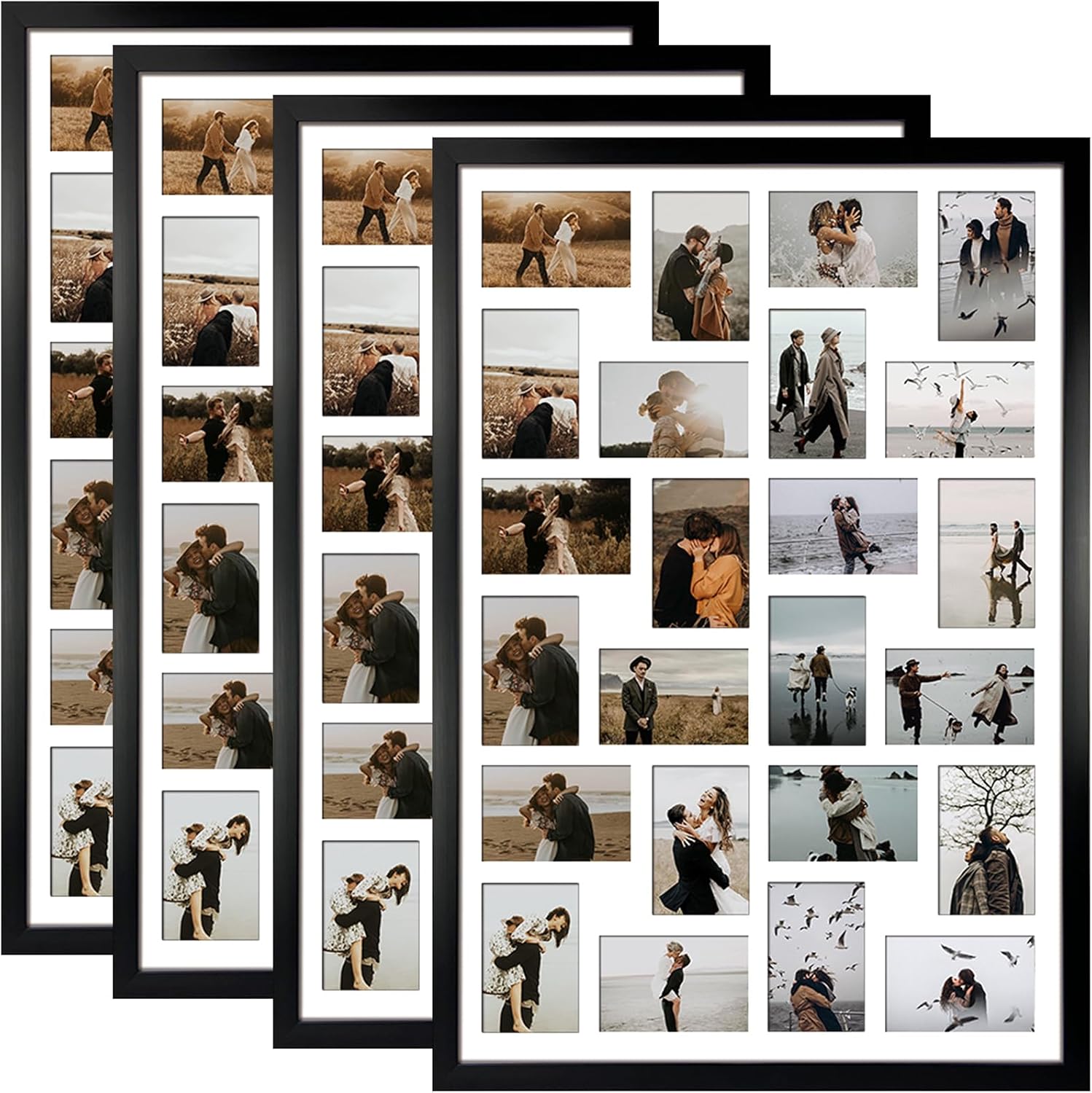 HORLIMER 2 Pack 4x6 Picture Frames Collage with 24 Openings, Multi Photo Frame for Wall Hanging, Black