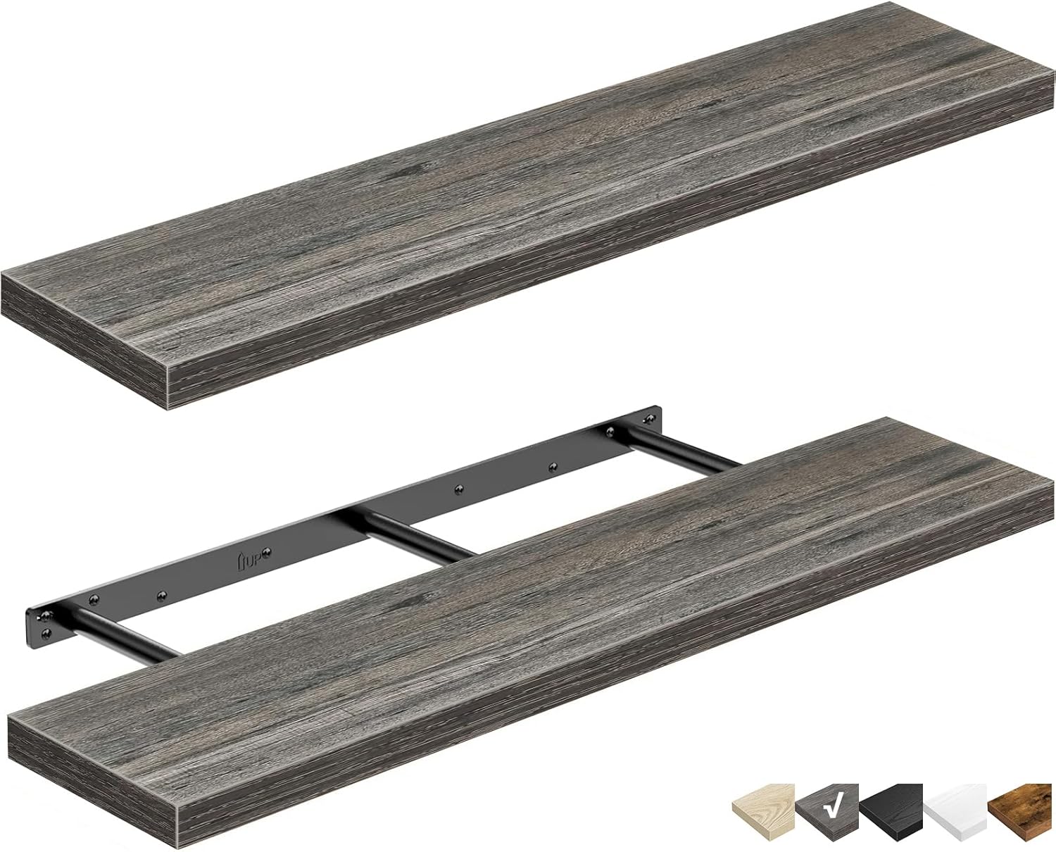 QEEIG Floating Shelves for Wall 47.2" Extra Long - Wall Shelf Bathroom Kitchen Living Room Bedroom Farmhouse Home Decor Display Bookshelf Large 47.2 x 9.3 inch Set of 2, Rustic Brown (008-120BN)