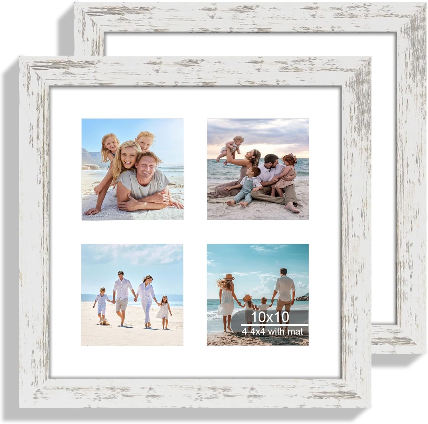 12x22 Picture Frame Set of 2, Rustic Brown with Glass Collage Frame, Display Eight Opening 4x6 Photos With Mat or 12 x 22 Newspaper Without Mat - Horizontal or Vertical Wall Mounting