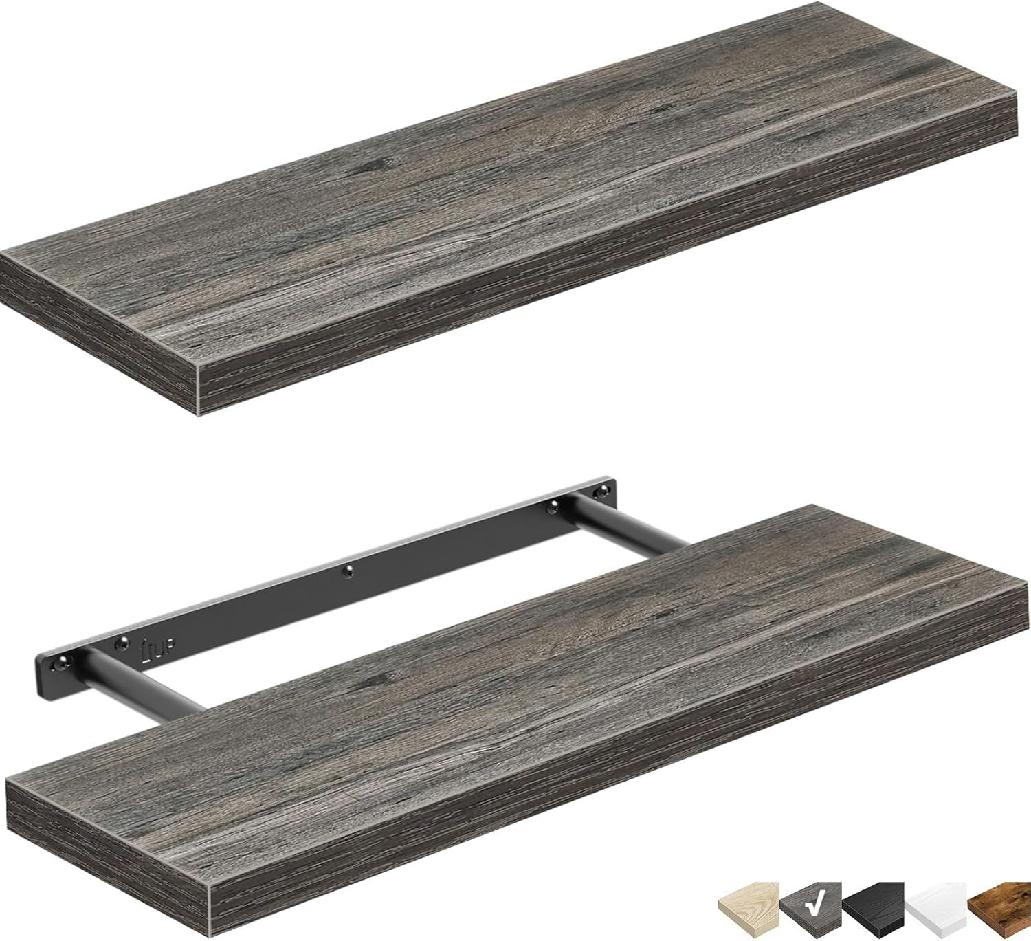 QEEIG Floating Shelves for Wall 47.2" Extra Long - Wall Shelf Bathroom Kitchen Living Room Bedroom Farmhouse Home Decor Display Bookshelf Large 47.2 x 9.3 inch Set of 2, Rustic Brown (008-120BN)