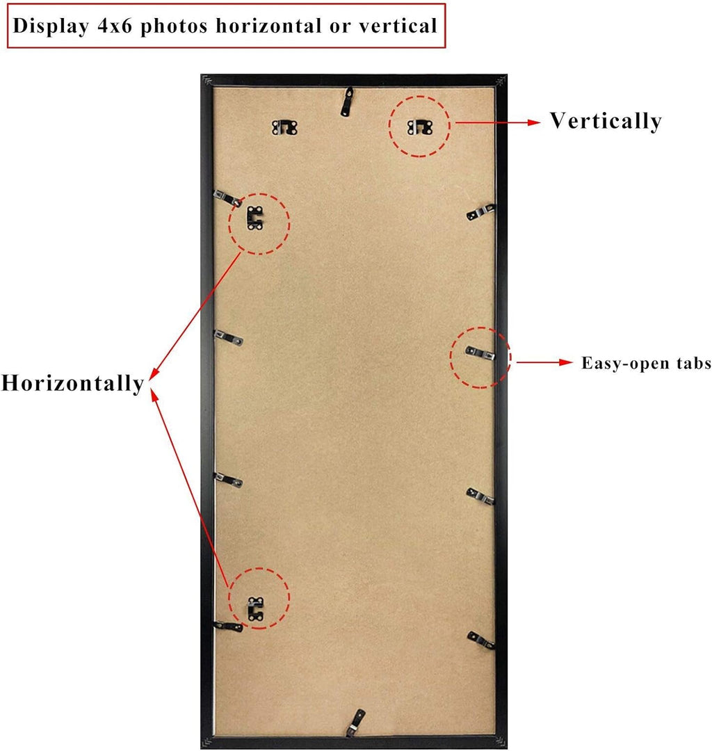 QUTREY 20 Opening 4x6 Collage Picture Frame Set of 2, 18.1x41.3 inches Black Multiple Frames Display 4 by 6 inch Photos with Mat for Wall Hanging