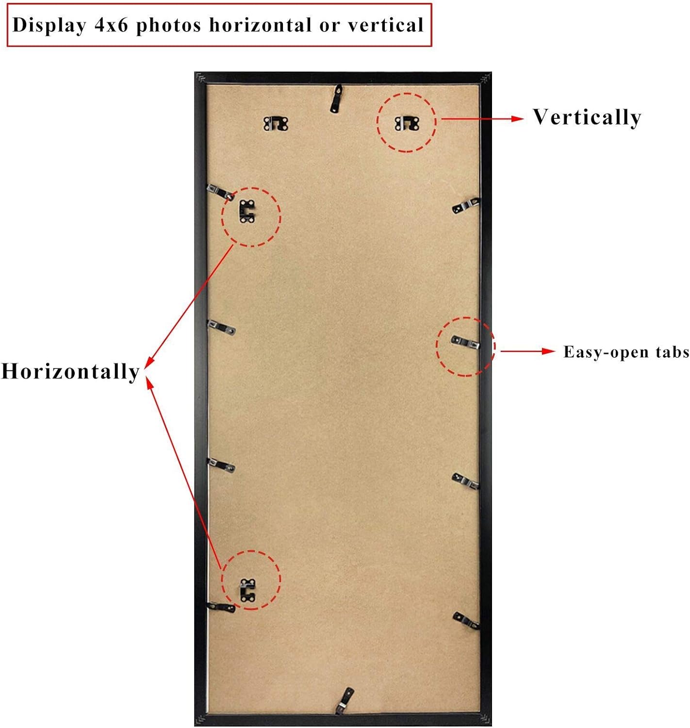 QUTREY 20 Opening 4x6 Collage Picture Frame Set of 2, 18.1x41.3 inches Black Multiple Frames Display 4 by 6 inch Photos with Mat for Wall Hanging