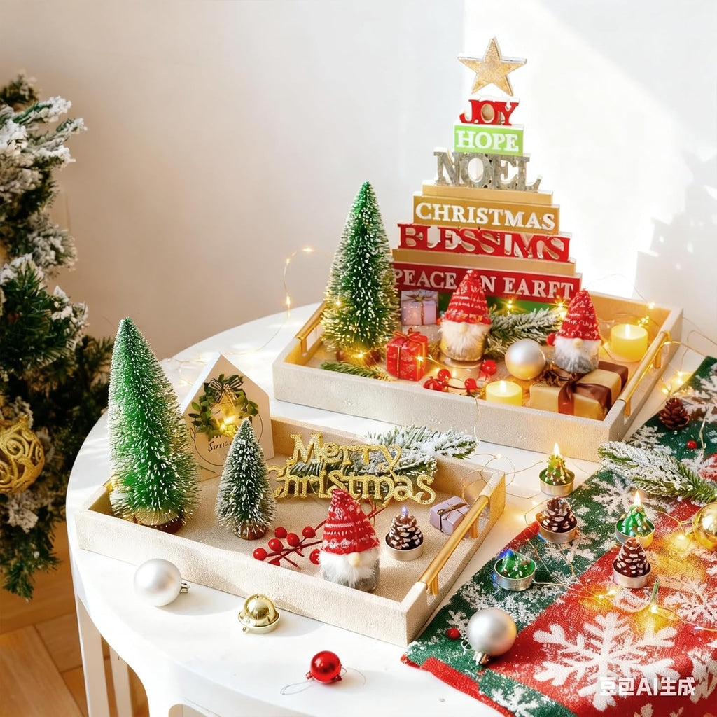 SwallowLiving Set of 2 Shagreen Serving Tray with Gold Polished Metal Handles Ivory Wood Decorative Tray PU Leather with Brushed Gold for Coffee Table Ottoman Console Table