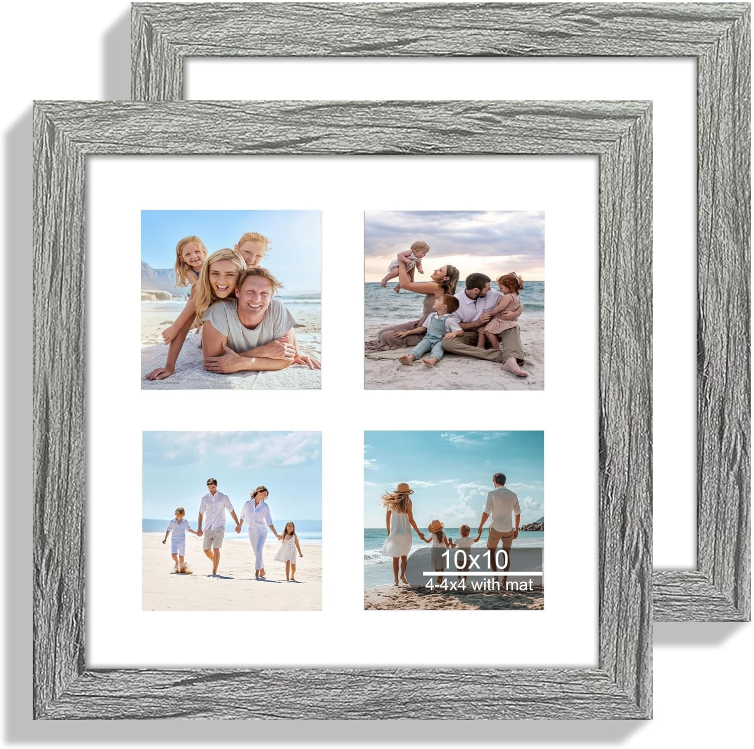 12x22 Picture Frame Set of 2, Rustic Brown with Glass Collage Frame, Display Eight Opening 4x6 Photos With Mat or 12 x 22 Newspaper Without Mat - Horizontal or Vertical Wall Mounting