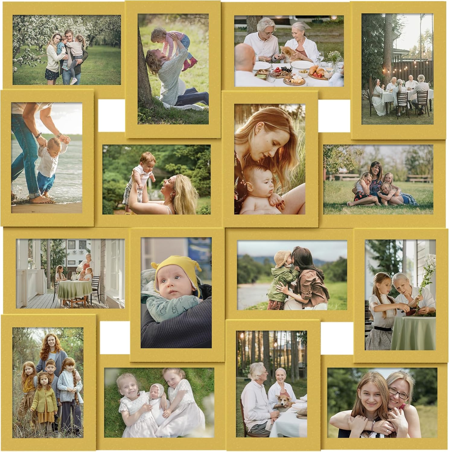 J.M.Deco Collage Picture Frames for Wall 24 Slots, Reunion Friends Family Memory Large Photo Frame Selfie Gallery Puzzle Collage Wall Hanging for 4x6 Photo | Grey