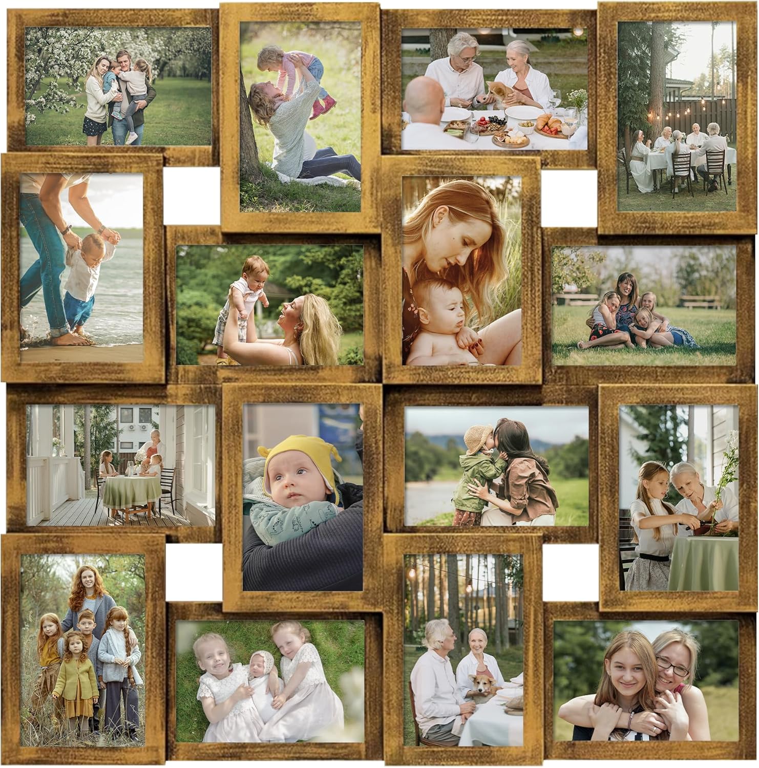 J.M.Deco Collage Picture Frames for Wall 24 Slots, Reunion Friends Family Memory Large Photo Frame Selfie Gallery Puzzle Collage Wall Hanging for 4x6 Photo | Grey