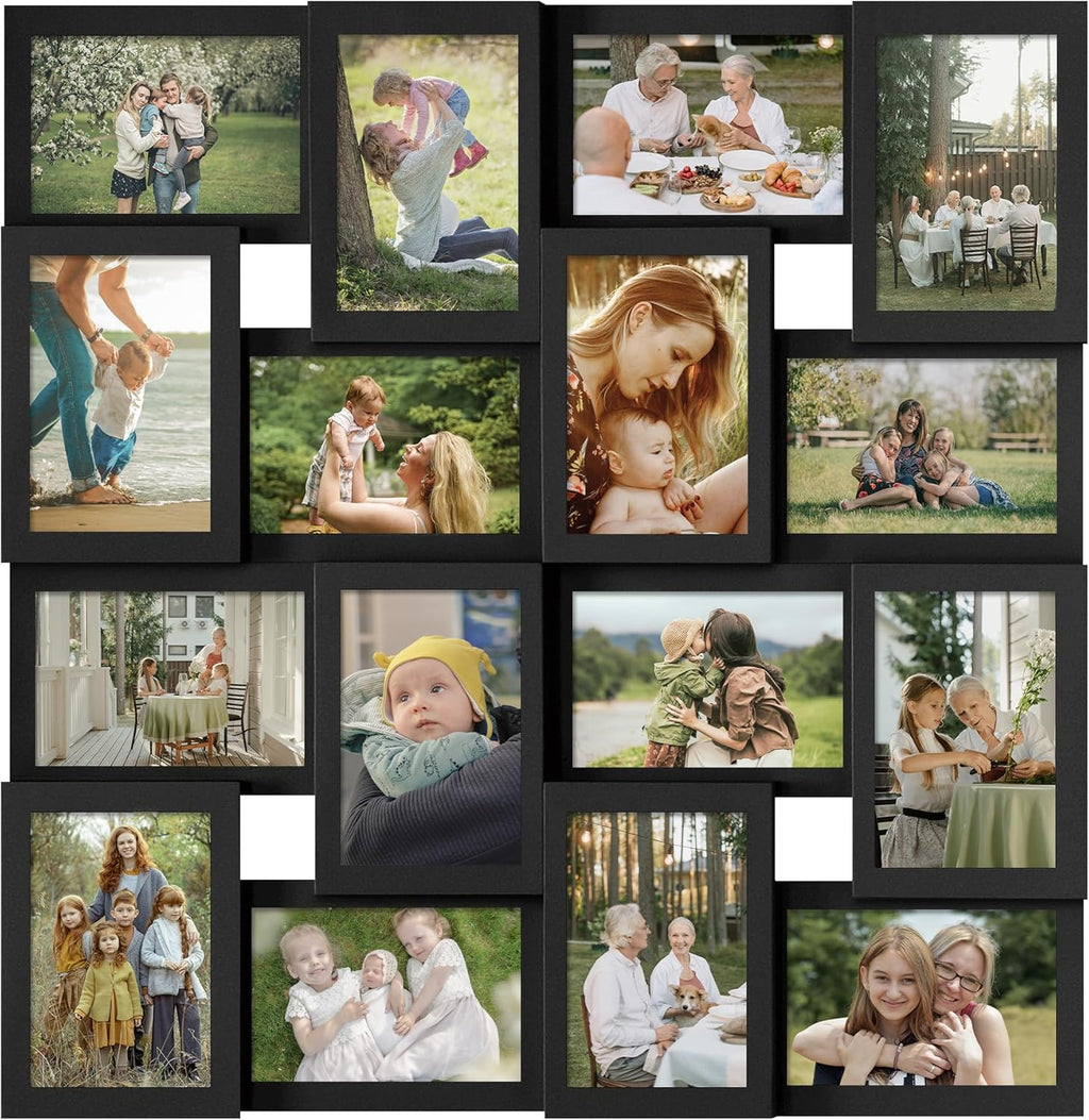 J.M.Deco Collage Picture Frames for Wall 24 Slots, Reunion Friends Family Memory Large Photo Frame Selfie Gallery Puzzle Collage Wall Hanging for 4x6 Photo | Grey