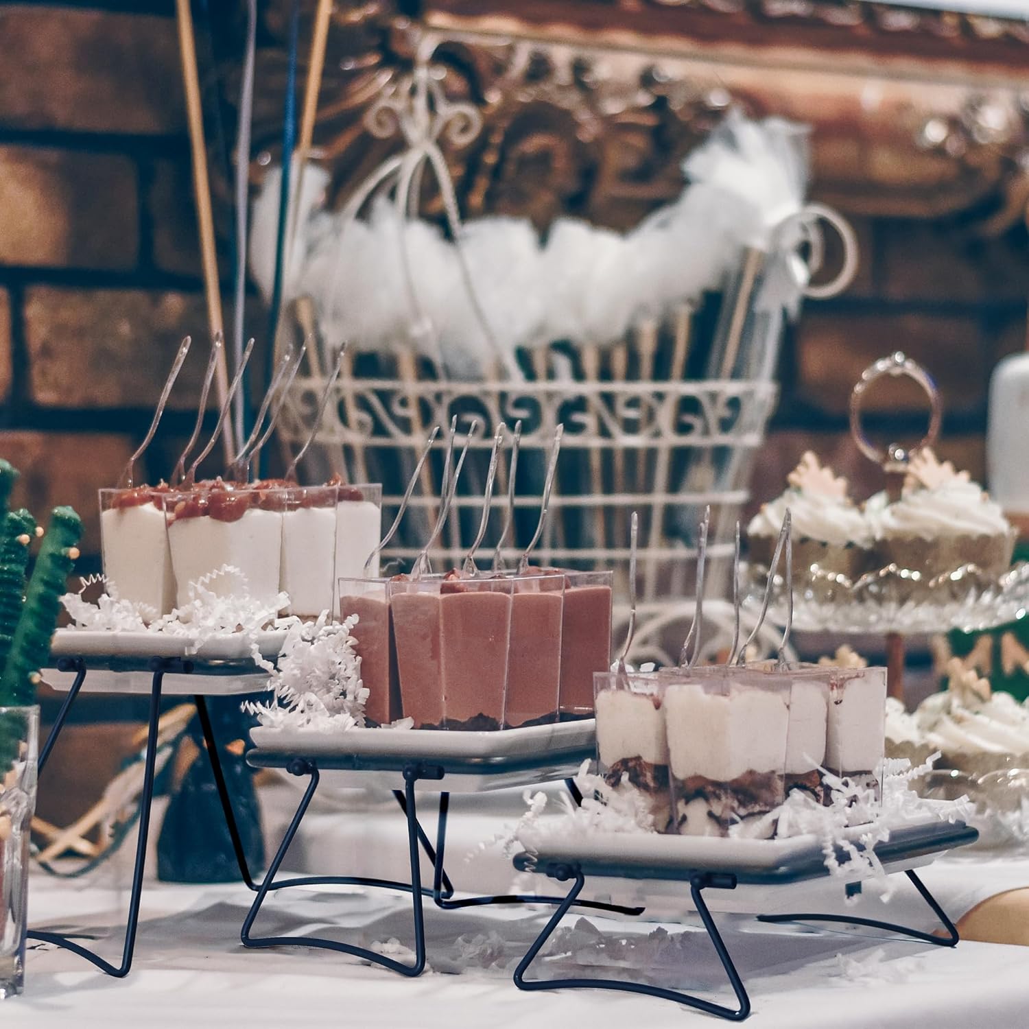 Extra Large 3 Tier Serving Tray Set, 24x22x9.7 inch Cupcake Fruit Cookie Dessert Table Display Stands Melamine Tiered Platters Food Trays for Party Buffet Entertaining, White