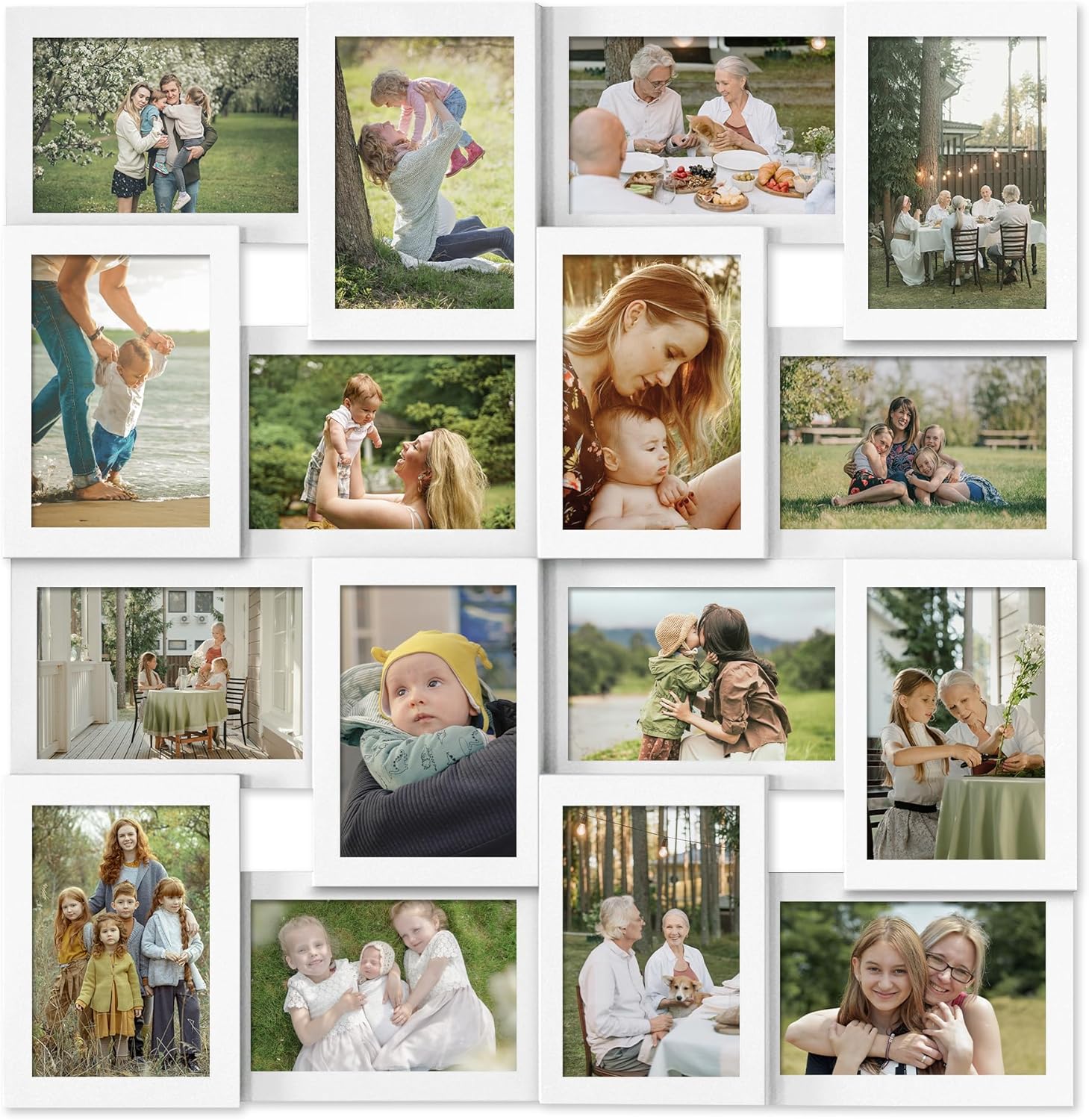 J.M.Deco Collage Picture Frames for Wall 24 Slots, Reunion Friends Family Memory Large Photo Frame Selfie Gallery Puzzle Collage Wall Hanging for 4x6 Photo | Grey