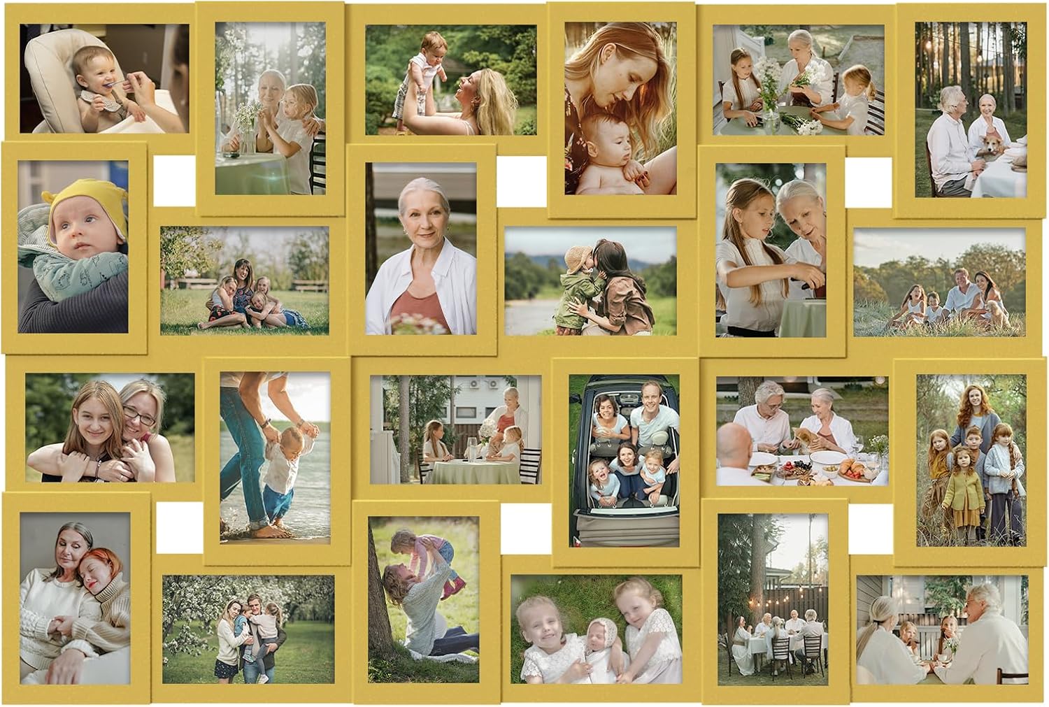 J.M.Deco Collage Picture Frames for Wall 24 Slots, Reunion Friends Family Memory Large Photo Frame Selfie Gallery Puzzle Collage Wall Hanging for 4x6 Photo | Grey