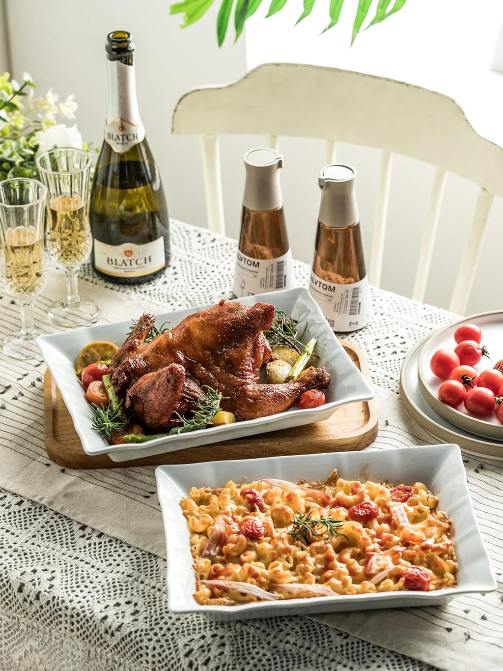 YHOSSEUN Large Tiered Tray Stand, 3 Tier Serving Tray Porcelain Baking Set with Serving Stand 3 Tier Buffet Server for Fruit, Dessert, Food Display Stand for Party, Thanksgiving